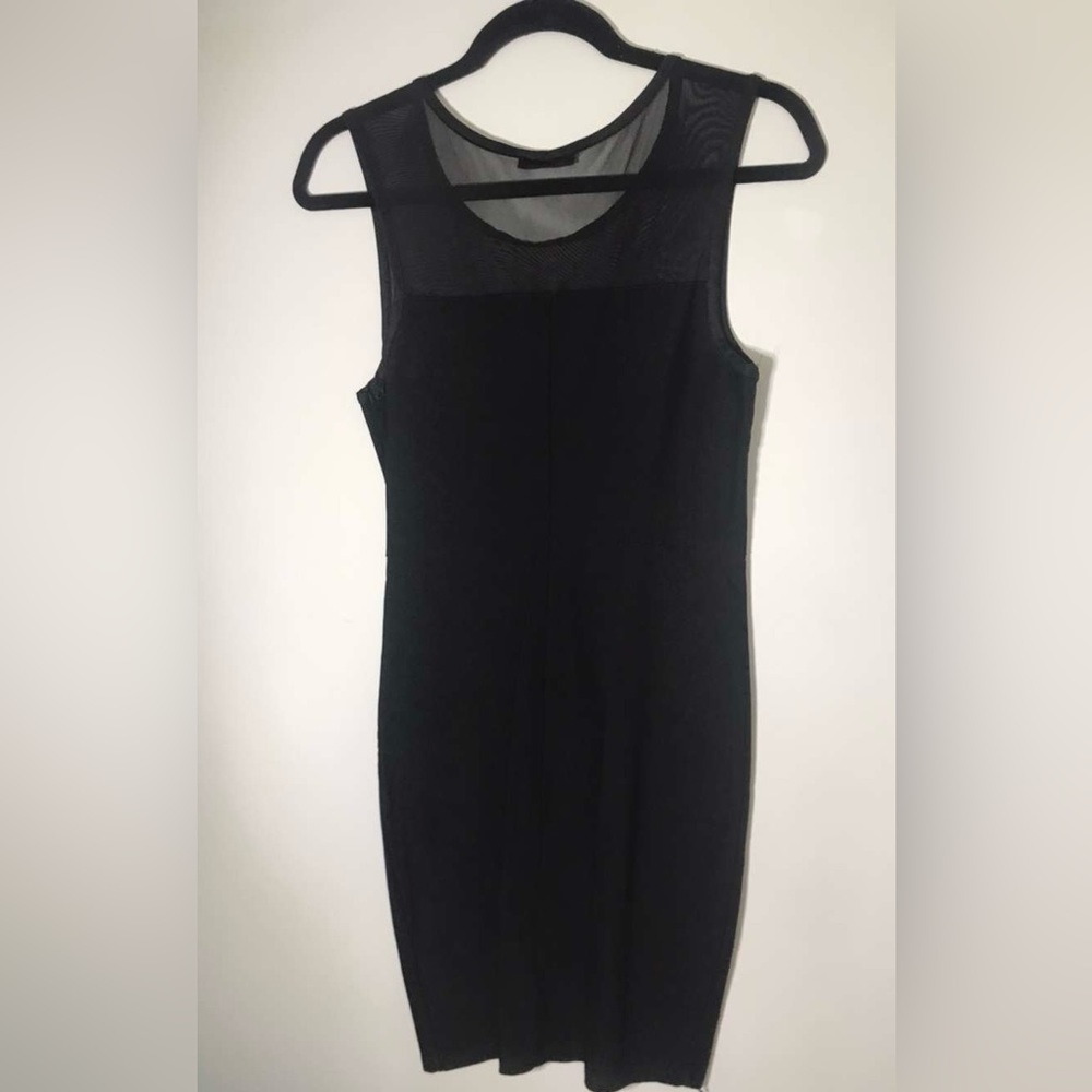 First Love black mini dress with mesh top